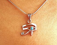 Ojo de Horus, con piedra turquesa natural, plata
