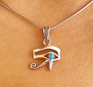 Ojo de Horus, con piedra turquesa natural, plata
