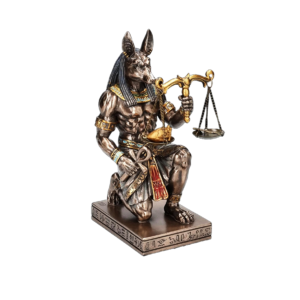 Anubis sentado pesando el corazón